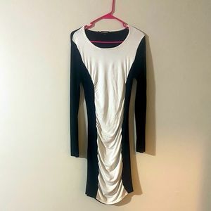 Black and white bodycon sweater dress